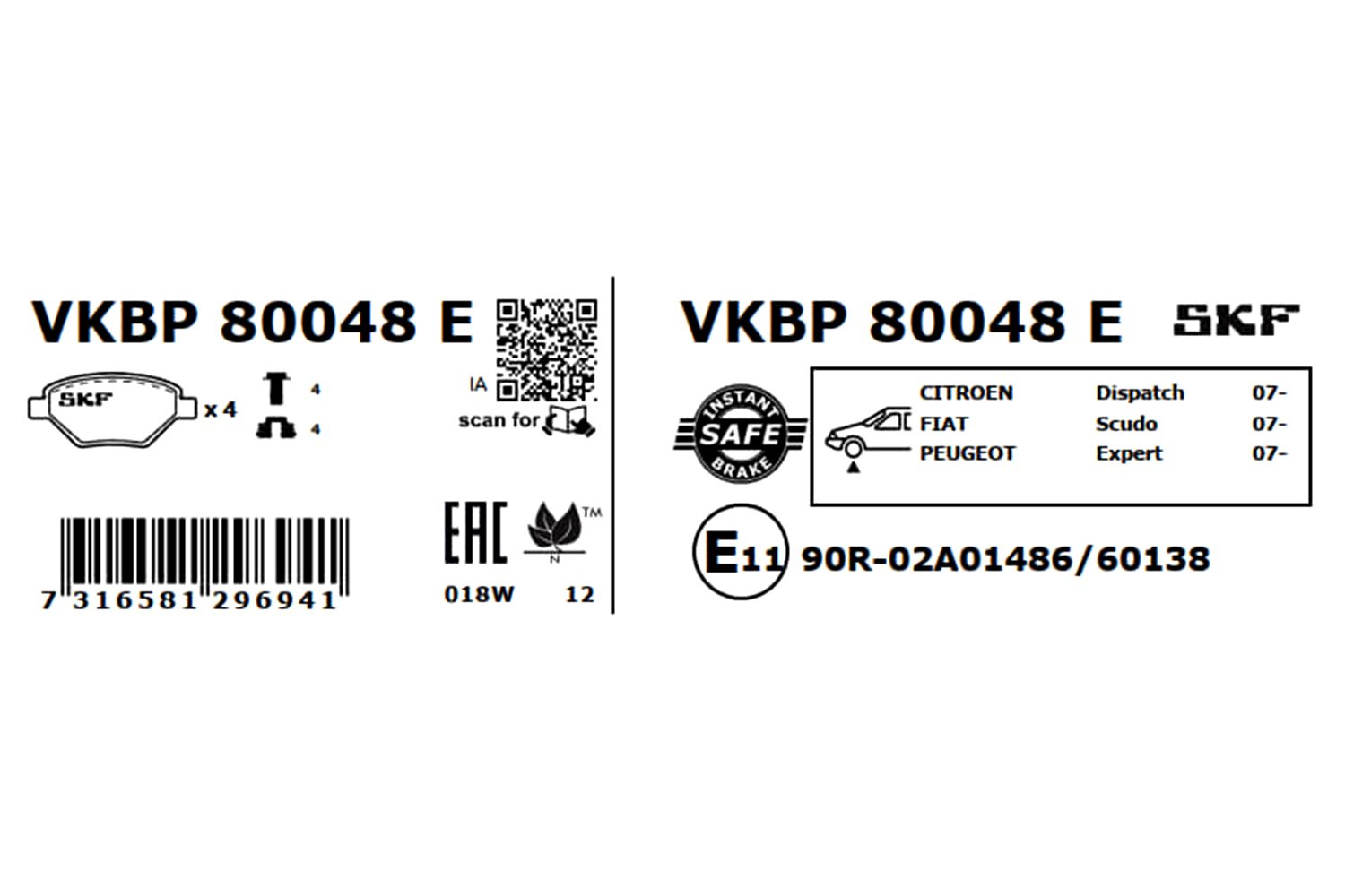 Placute frana SKF VKBP80048E